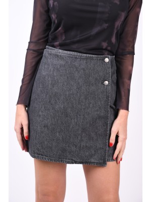 Fusta Selected Slfclair Mw Black Short Wrap Black Denim